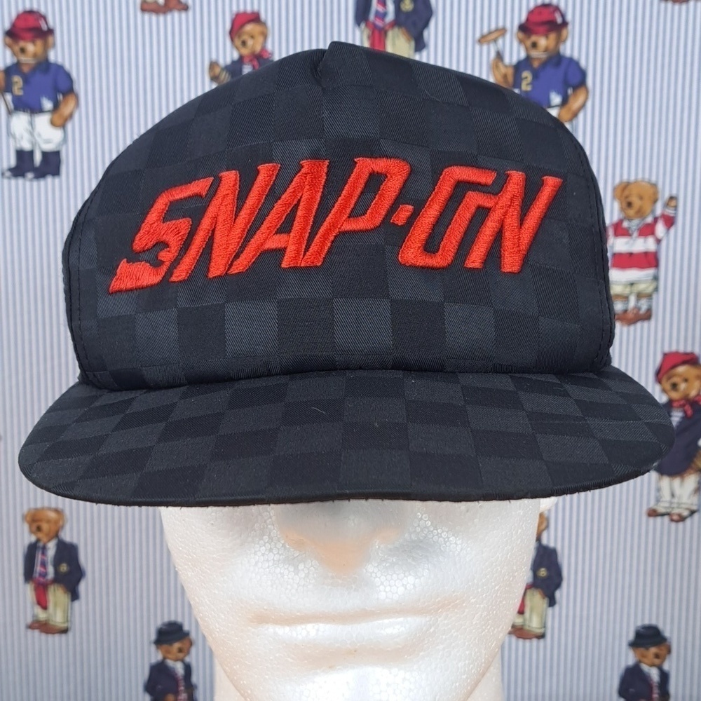 Vintage Snap-On Tools embroidered spellout black checkered K-Products snapback